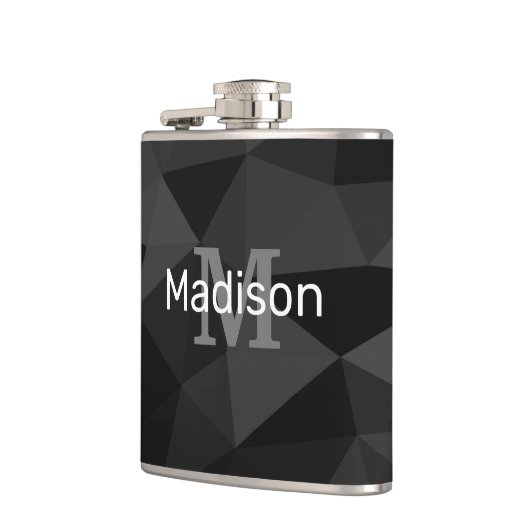 Dunkelgrau, geometrisches Maschenmuster Monogram Flachmann (Links)