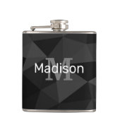 Dunkelgrau, geometrisches Maschenmuster Monogram Flachmann (Vorderseite)