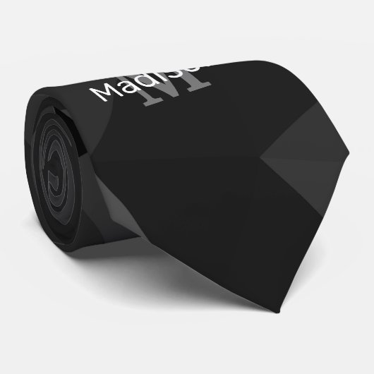 Dunkelgrau, geometrisches Maschenmuster Monogram Krawatte (Gerollt)