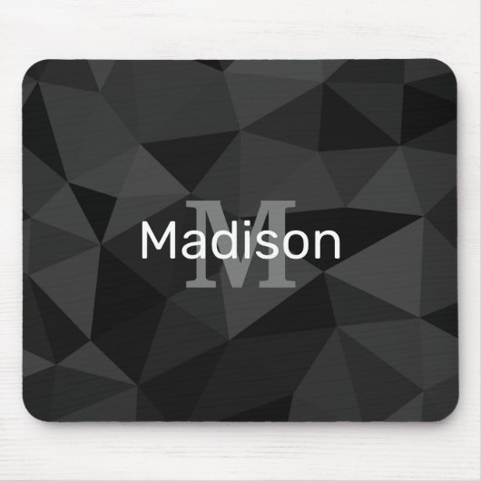 Dunkelgrau, geometrisches Maschenmuster Monogram Mousepad (Vorne)