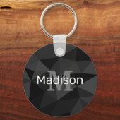 Dunkelgrau, geometrisches Maschenmuster Monogram Schlüsselanhänger (Rückseite)