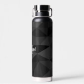 Dunkelgrau, geometrisches Maschenmuster Monogram Trinkflasche (Rückseite)