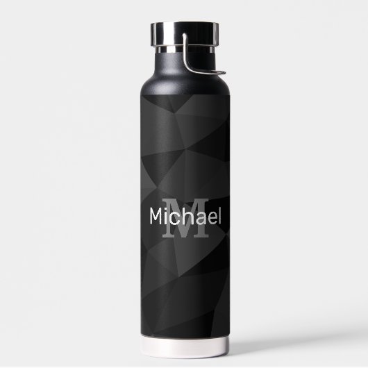 Dunkelgrau, geometrisches Maschenmuster Monogram Trinkflasche (Links)