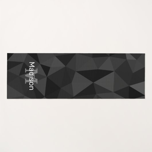 Dunkelgrau, geometrisches Maschenmuster Monogram Yogamatte (Vorderseite (Horizontal))