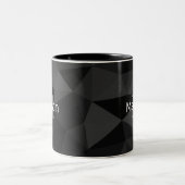Dunkelgrau, geometrisches Maschenmuster Monogram Zweifarbige Tasse (Mittel)