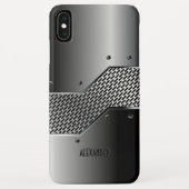 Dunkelgrau geometrisches Metallic Design Case-Mate iPhone Hülle (Rückseite)