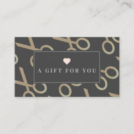 Dunkelgrau-Geschenkgutschein für Gold-Schere Visitenkarte