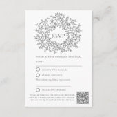 Dunkelgrau gezeichnet Blatt-Monogramm-UAWG Hochzei Begleitkarte (Rückseite)