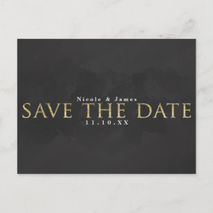 Dunkelgrau & Gold SAVE THE DATE Hochzeitsverlobung Postkarte