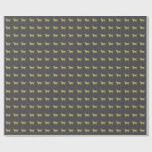 Dunkelgrau Golden Retriever mit Gold Glitzer Geschenkpapier (Flach)