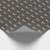 Dunkelgrau Golden Retriever mit Gold Glitzer Geschenkpapier (Ecke)