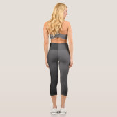 Dunkelgrau Gradient Geometrisches Mesh Muster Capri Leggings (Rückseite)