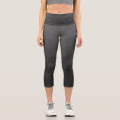 Dunkelgrau Gradient Geometrisches Mesh Muster Capri Leggings (Vorderseite)