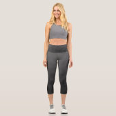 Dunkelgrau Gradient Geometrisches Mesh Muster Capri Leggings (Vorderseite)