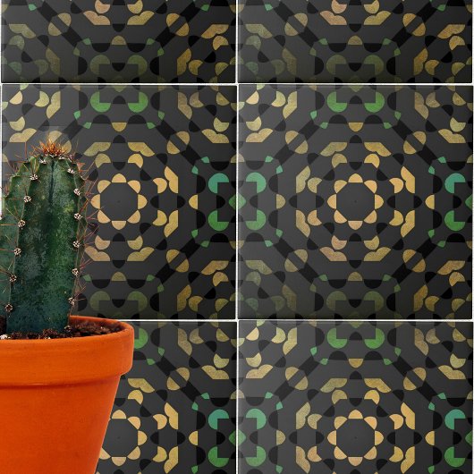 Dunkelgrau-grün-gelb marokkanisches Mosaik Geometr Fliese