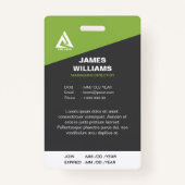 Dunkelgrau Grün Minimalistisch Moderner Barcode Na Ausweis (Rückseite)