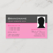 Dunkelgrau-hellrosa mit Logo und Foto Modernst Visitenkarte (Rückseite)