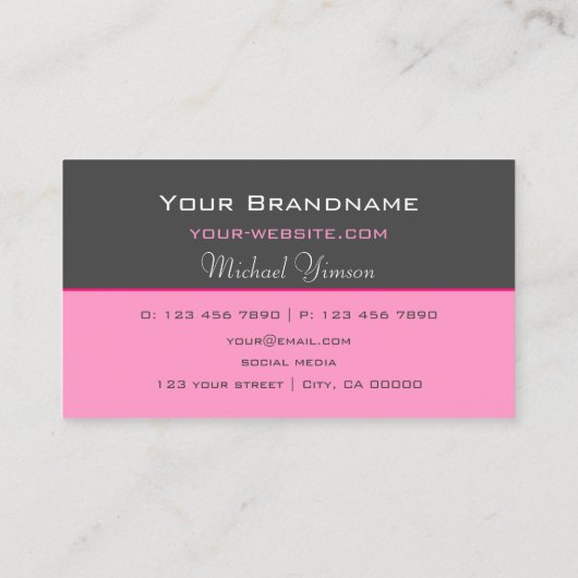 Dunkelgrau-hellrosa mit Monogramm Beruflich Visitenkarte (Rückseite)