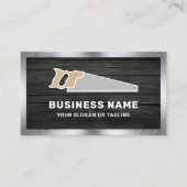 Dunkelgrau Holz Stahl Handsäge Handyman Carpenter Visitenkarte (Vorderseite)