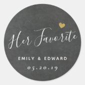 Dunkelgrau ihre liebste Gastgeschenk Hochzeit Runder Aufkleber (Vorderseite)