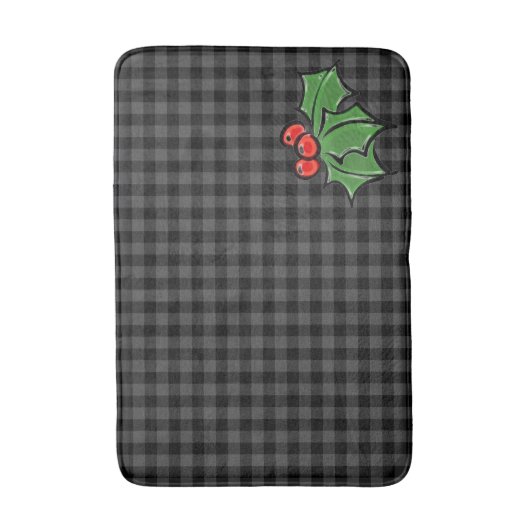 Dunkelgrau Kariert mit Holly Sprigs Badematte (Vorderseite Vertikal)