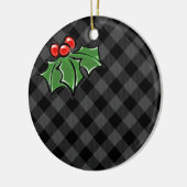 Dunkelgrau Kariert mit Holly Sprigs Keramik Ornament (Links)