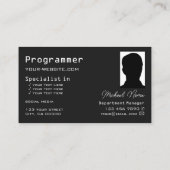 Dunkelgrau-kariert-modern mit Coolem Foto Visitenkarte (Rückseite)