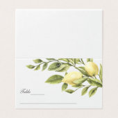 Dunkelgrau | Lemons Blätter elegante Hochzeit Visitenkarten (Außenseite Aufgefaltet)