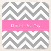 Dunkelgrau Lg Zickzack Hot Pink #2 Name Monogram Rechteckiger Pappuntersetzer (Vorderseite)