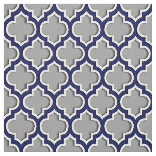Dunkelgrau, Marine-Blau-Marokkaner Quatrefoil #5DS Stoff
