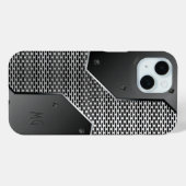 Dunkelgrau-Metallic-Look Geometrisches Muster. Case-Mate iPhone Hülle (Rückseite (Horizontal))