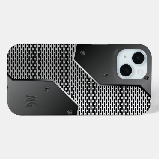 Dunkelgrau-Metallic-Look Geometrisches Muster. Case-Mate iPhone Hülle (Rückseite (Horizontal))