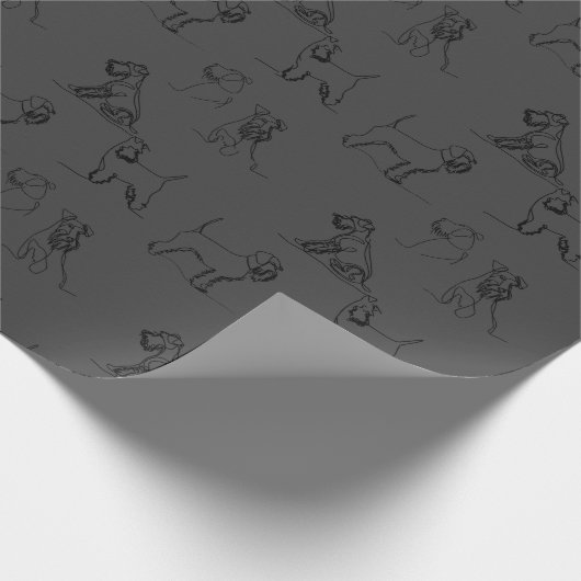 Dunkelgrau Miniatur Schnauzer Line Art Muster Geschenkpapier (Ecke)