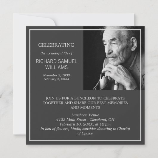 Dunkelgrau-Minimal für das Life Custom Foto Einladung (Vorderseite)