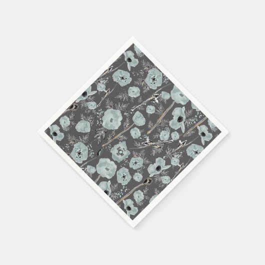 Dunkelgrau mit blauer Wasserfarbe Serviette (Ecke)