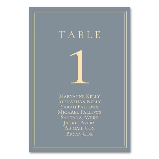 Dunkelgrau mit Gold Seating Chart Tischnummer (Vorderseite)