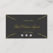 Dunkelgrau mit goldener Dekoration und Diamanten L Visitenkarte (Vorderseite)