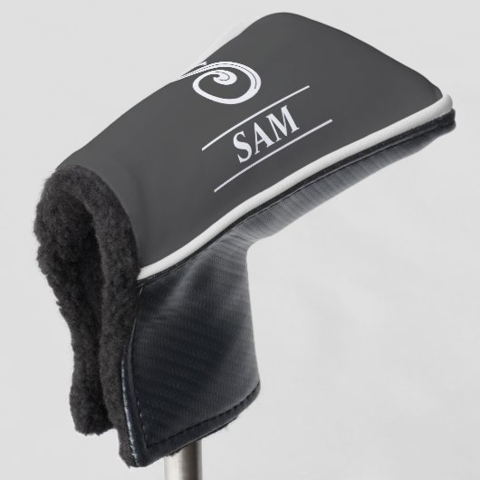 Dunkelgrau Mit Monogramm Putter Golf Club Cover Headcover (3/4 Vorderseite)