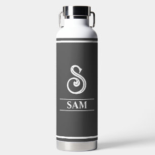 Dunkelgrau Mit Monogramm Trinkflasche