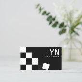 Dunkelgrau mit Monogramm und Foto Visitenkarte (Stehend Vorderseite)