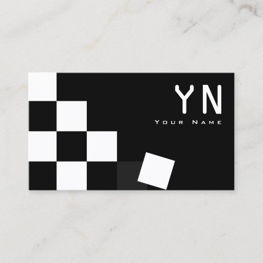 Dunkelgrau mit Monogramm und Foto Visitenkarte (Vorderseite)