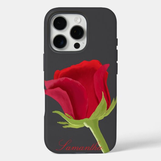 Dunkelgrau mit roter Rose Case-Mate iPhone Hülle (Rückseite)