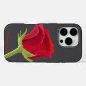 Dunkelgrau mit roter Rose Case-Mate iPhone Hülle (Rückseite (Horizontal))