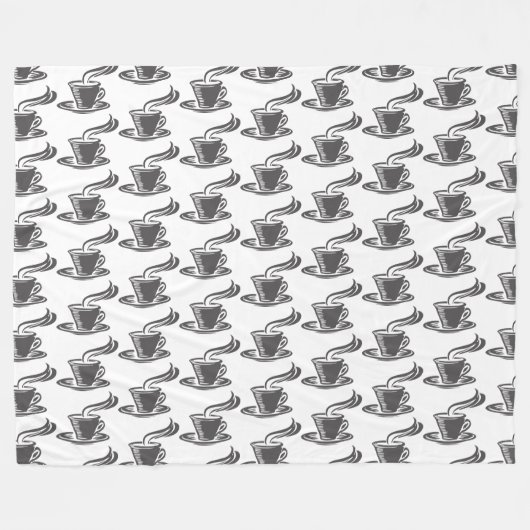 Dunkelgrau Modernes Coffee Cup Muster Fleecedecke (Vorderseite (Horizontal))