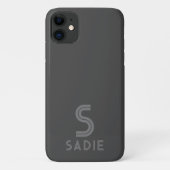 Dunkelgrau Monogram Name Bold Minimal Modern Simpl Case-Mate iPhone Hülle (Rückseite)