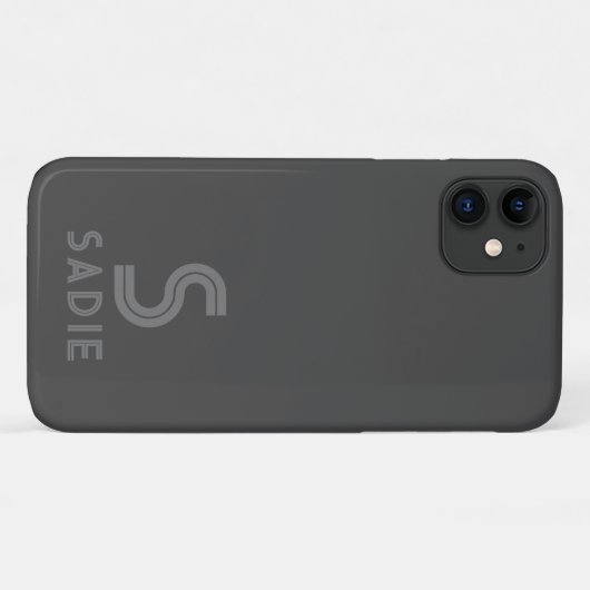 Dunkelgrau Monogram Name Bold Minimal Modern Simpl Case-Mate iPhone Hülle (Rückseite (Horizontal))