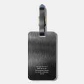 Dunkelgrau-Monogramm-Bürstenstahl Gepäckanhänger (Rückseite vertikal)
