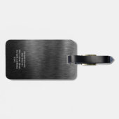 Dunkelgrau-Monogramm-Bürstenstahl Gepäckanhänger (Rückseite horizontal)