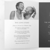 Dunkelgrau-Monogramm-Kranz-Geschichte Widmung Hoch Dreifach-gefaltete Programmkarte (Innen Erste Seite)