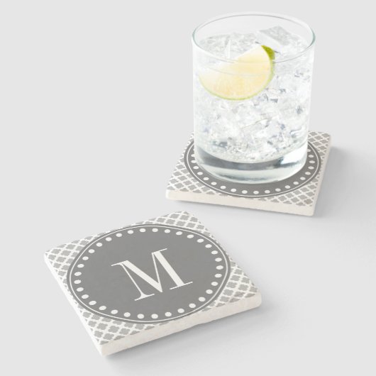 Dunkelgrau-Monogramm Steinuntersetzer (Seitenansicht)